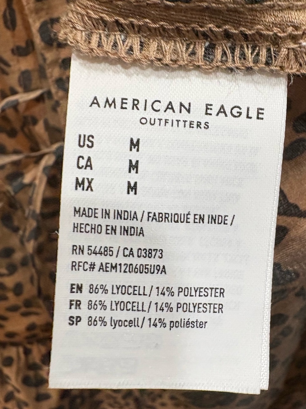 American Eagle Outfitters Leopard Print Tie-Front Peplum Top - Tan & Black - Picture 3 of 9